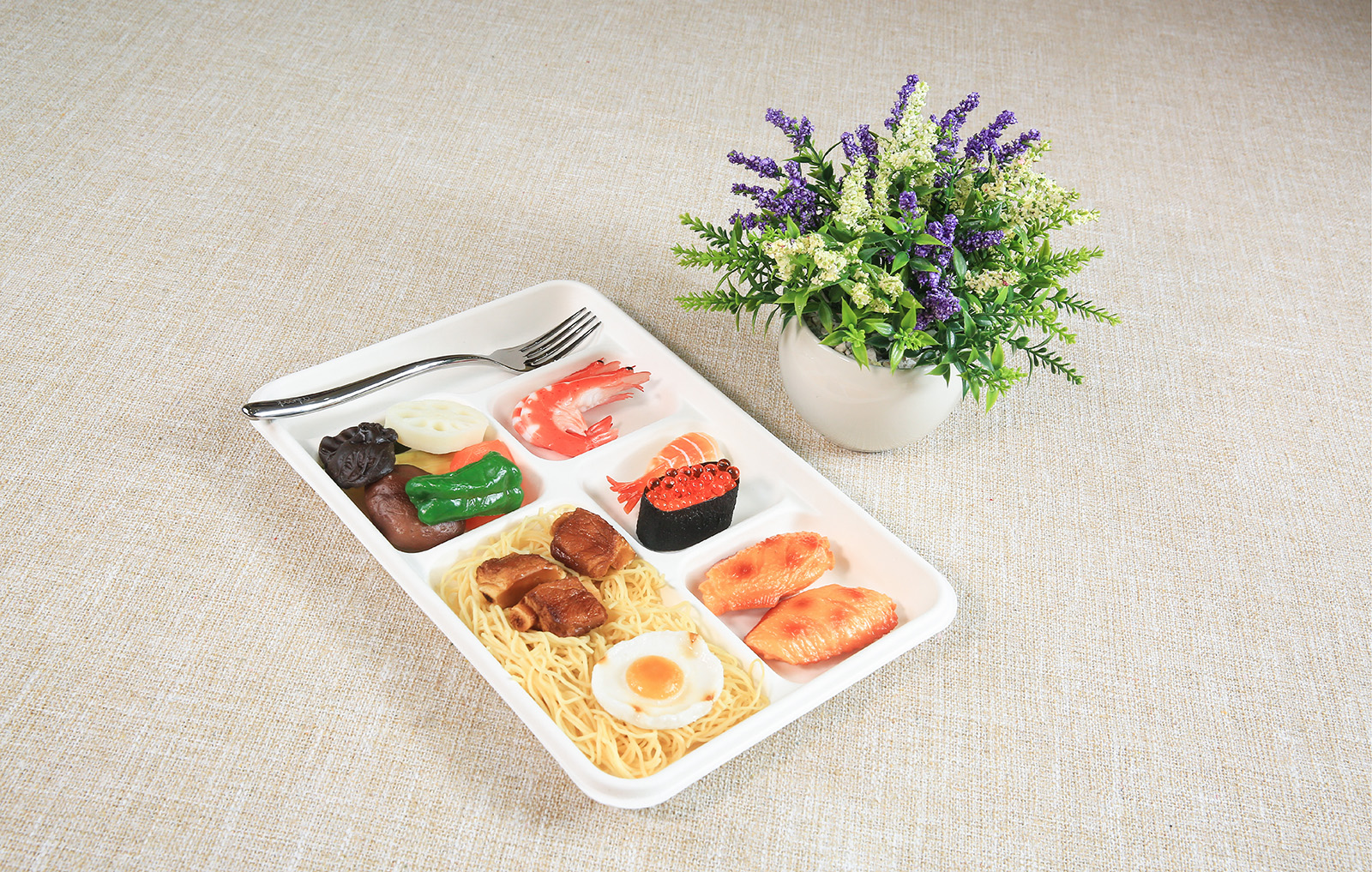 Rectangle 6-compartment Tray