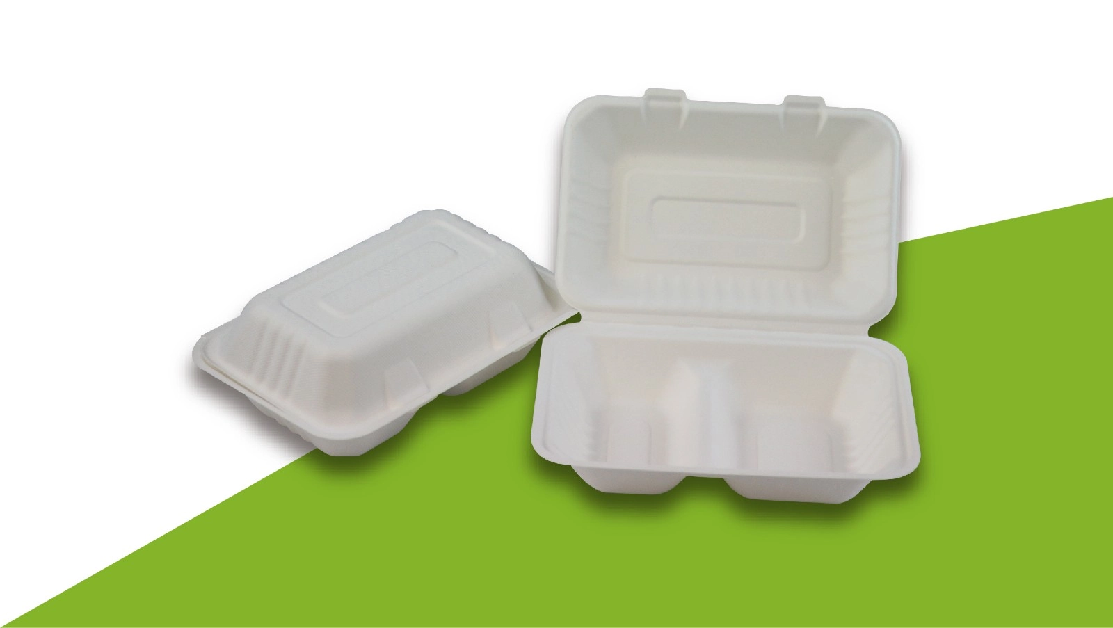 900ml 2-COMP Bagasse Compostable Clamshell Containers